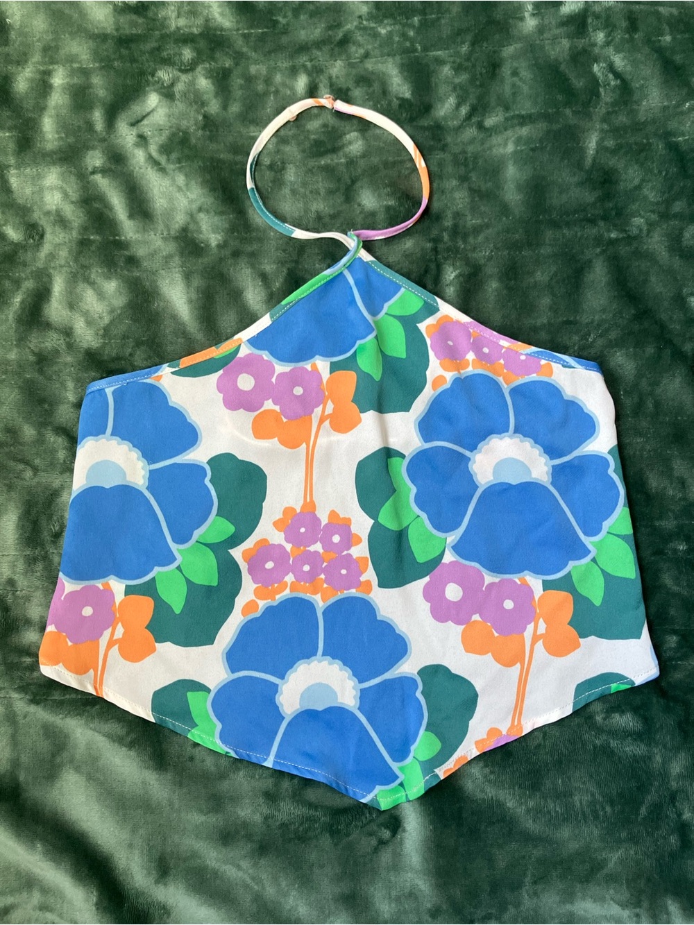 Zara Bright Floral Halter Top - Blue, Green, Orange, Purple